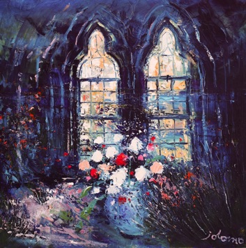 Flowers in an Abbey window Iona 24x24